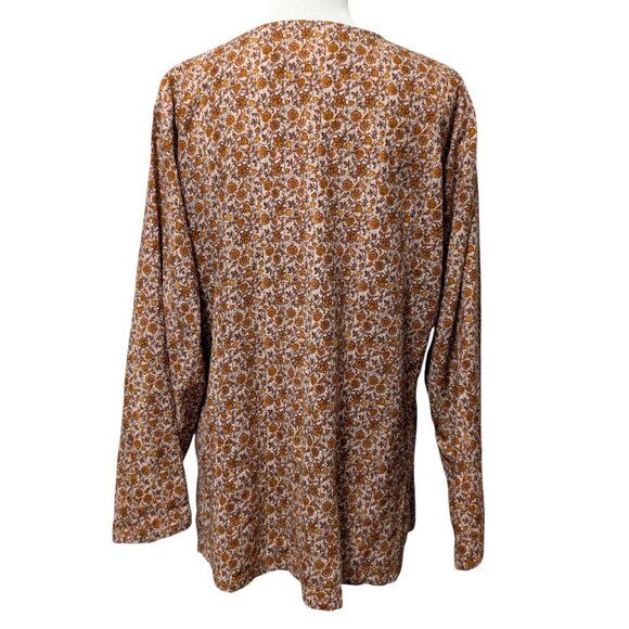 Pietsie Womens NWT OS Corsica Brown Gold Floral 100% Cotton Oversized L/S Top - Picture 4 of 9